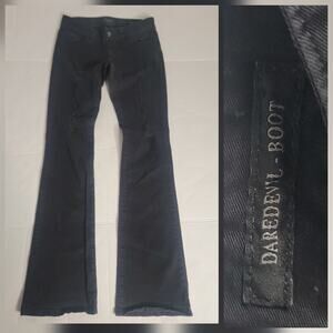 Guess Jeans SZ 26 Black Y2K Low Rise Daredevil Bootcut Stretch Distressed Pants